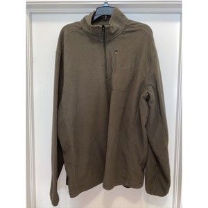 Eddie Bauer Pullover 1/4 Zip Pocket Tall XL Olive Green Long Sleeve